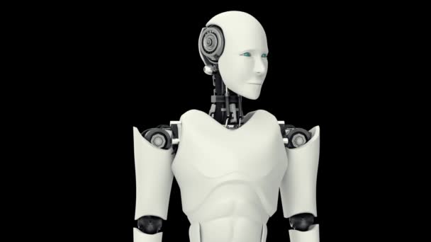 Xai未来主义机器人 人工智能Cgi的黑色和绿色背景 机器人人3D渲染动画 — 图库视频影像