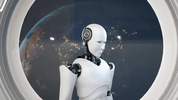 Xai Illustration Futuristic Robot Artificial Intelligence Cgi Spaceship Space Universe — Stock Photo, Image