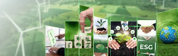 绿色企业Esg管理工具拯救世界未来概念模型案例设想处理生物碳废物循环数据 以改善城市生活 同时创造就业机会 Lca税收和利润 — 图库照片