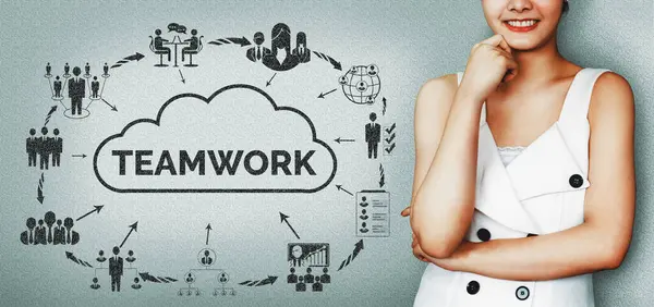 Teamwork Business Human Resources Young Successful Business Woman Teamwork Graphic — Stock Photo, Image