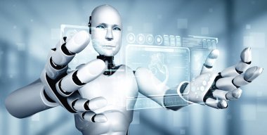 XAI 3D illüstrasyon Geleceğin tıbbi teknolojisi makine öğrenimi ve yapay zeka kullanarak yapay zeka kullanılarak kontrol ediliyor. Üç Boyut