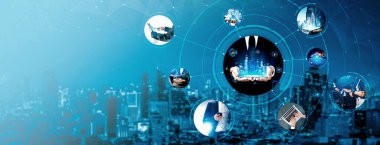 İletişim teknolojisi, akıllı bağlantı IOT ve insan ağ teknolojisi kavramı. Güvenli internet ağına ve bulut hesaplama sunucusuna bağlanmak için bağlantı aygıtı kullanan insanlar vexel