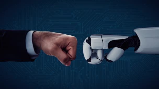 Xai未来机器人人工智能启发了人工智能技术的发展和机器学习的概念 全球机器人区块链科学研究为人类的未来生活 3D渲染 — 图库视频影像