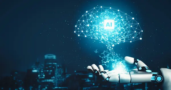 Xai Vykreslování Futuristický Robot Vývoj Technologie Umělá Inteligence Strojové Učení — Stock fotografie