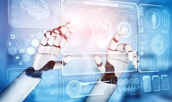 Xai Rendering Medical Artificial Intelligence Robot Working Future Hospital Futuristic — Stock Photo, Image