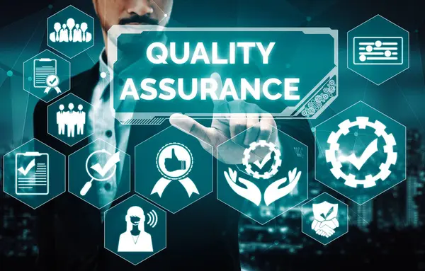 Quality Assurance Quality Control Concept Moderne Grafische Interface Met Gecertificeerde — Stockfoto