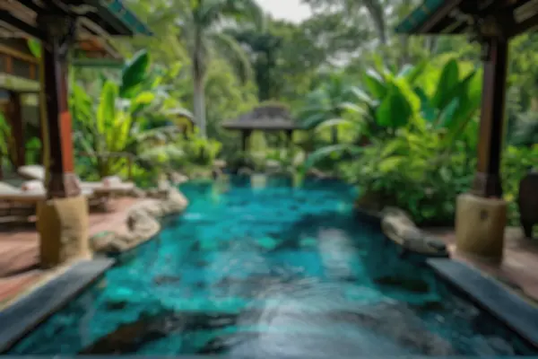 Blur Fondo Lujosa Zona Relajación Spa Resort Medio Una Densa — Foto de Stock