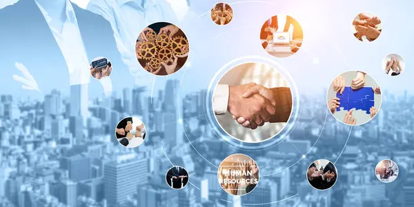 Teamwork Und Human Resources Management Technologie Konzept Unternehmensgeschäft Mit Menschen — Stockfoto