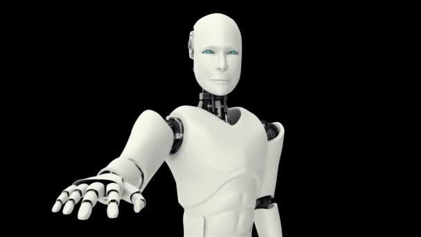 Xai未来主义机器人 人工智能Cgi工作在黑色和绿色背景 机器人人3D渲染动画 — 图库视频影像
