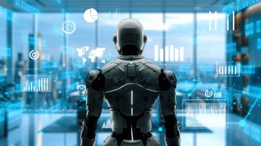 LISP ile geleceğin robot mühendisliği yapay zeka çözümleri. Robot otomasyonu pazarlama, LLM teknik analizi ve siber iletişim için stratejik bir algoritma. 3D illüstrasyon Yapay Zeka