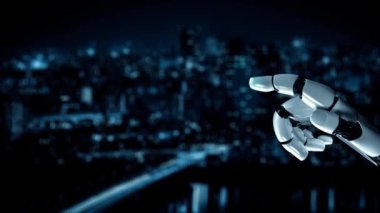 XAI Fütürist robot yapay zeka yapay zeka aydınlatıcı yapay zeka teknoloji gelişimi ve makine öğrenme kavramı. İnsan hayatının geleceği için küresel robot biyonik bilim araştırması. 3B görüntüleme grafiği.