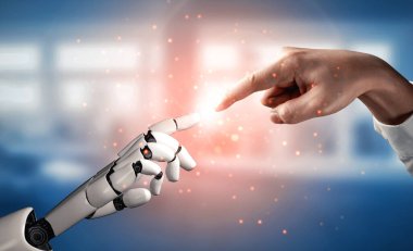 Yaşayan insanların geleceği için robot ve cyborg gelişimi üzerine XAI yapay zeka araştırması. Bilgisayar beyin iletişimi için dijital veri madenciliği ve makine öğrenme teknolojisi tasarımı.