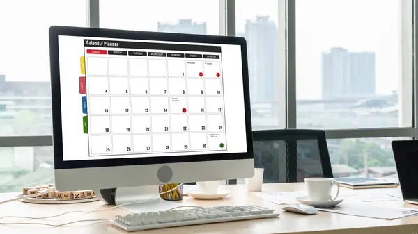 Calendar Computer Software Application Modish Schedule Planning Personal Organizer Online — Stock Photo, Image