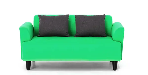 Sofá Contemporáneo Estilo Escandinavo Verde Sobre Fondo Blanco Con Diseño —  Fotos de Stock