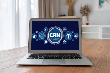 CRM işletme ve işletme için modern bilgisayarda müşteri ilişkileri yönetim sistemi