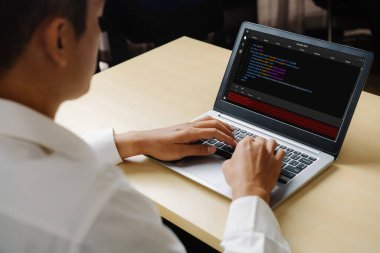 Model uygulama ve program kodlaması için bilgisayar ekranında yazılım geliştirme programlama