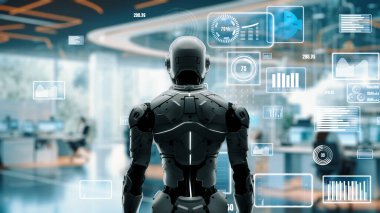 LISP ile geleceğin robot mühendisliği yapay zeka çözümleri. Robot otomasyonu pazarlama, LLM teknik analizi ve siber iletişim için stratejik bir algoritma. 3D illüstrasyon Yapay Zeka