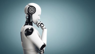 XAI 3D illüstrasyon. Yapay zeka kavramında yapay zeka kavramını inceleyen yapay zeka analizi yapan yapay zeka düşünen yapay robot. Dördüncü endüstriyel devrim için. 3B illüstrasyon.