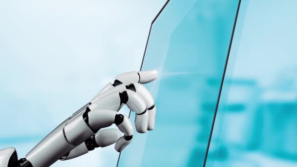Xai未来ロボット人工知能革命的なAi技術開発と機械学習コンセプト 人類の未来のための世界的なロボット量子科学研究 3Dレンダリング — ストック動画