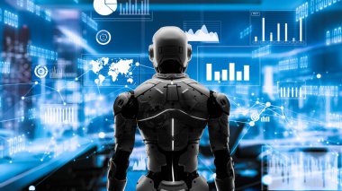 LISP ile geleceğin robot mühendisliği yapay zeka çözümleri. Robot otomasyonu pazarlama, LLM teknik analizi ve siber iletişim için stratejik bir algoritma. 3D illüstrasyon Yapay Zeka