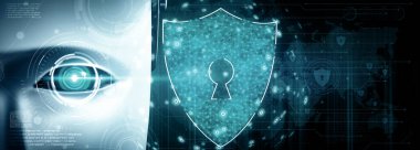 XAI 3D illüstrasyon yapay zeka robotu bilgi gizliliğini korumak için siber güvenliği kullanıyor. Yapay zeka ve makine öğrenme süreci tarafından siber suçları önleme konsepti. 3B görüntüleme