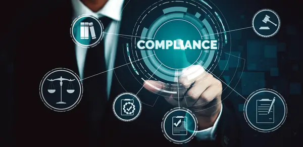 Compliance Rule Law Regulation Graphic Interface Business Quality Policy Planning — Stock Photo, Image