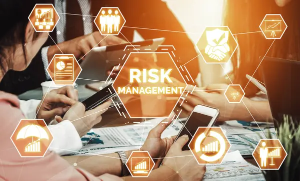 Risk Management Assessment Business Investment Concept Modern Interface Showing Symbols — Stock Photo, Image