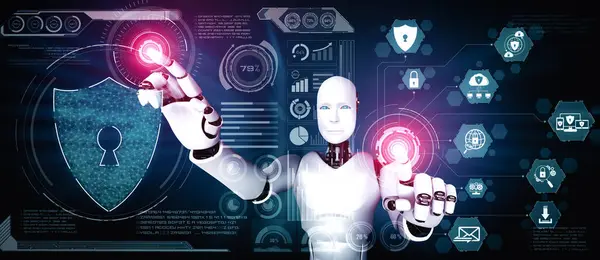 Xai Illustration Robot Using Cyber Security Protect Information Privacy Futuristic — Stock Photo, Image