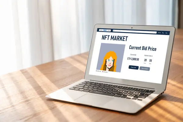 Nft Marketplace Provide Modish Sale Channel Digital Artist Sell Works — Stock Photo, Image