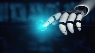 XAI Fütürist robot yapay zeka yapay zeka aydınlatıcı yapay zeka teknoloji gelişimi ve makine öğrenme kavramı. İnsan hayatının geleceği için küresel robotik blok zincir bilimi araştırması. 3B görüntüleme