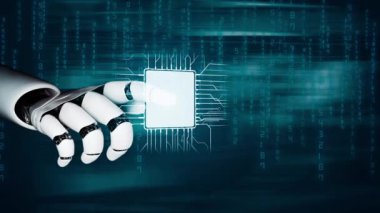 XAI Futuristik robot yapay zeka devrimci yapay zeka teknoloji geliştirme ve makine öğrenme kavramı. İnsan hayatının geleceği için küresel robot kuantum bilimi araştırması. 3B görüntüleme