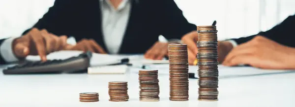 Growth Coin Stack Symbolizing Business Investment Economic Growth Business People — Stock Photo, Image