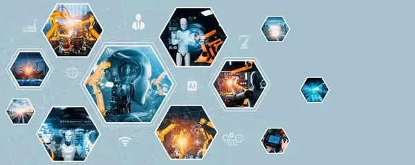 Automatiserad Industri Robot Och Robotvapen Montering Fabriken Produktion Begreppet Artificiell — Stockfoto