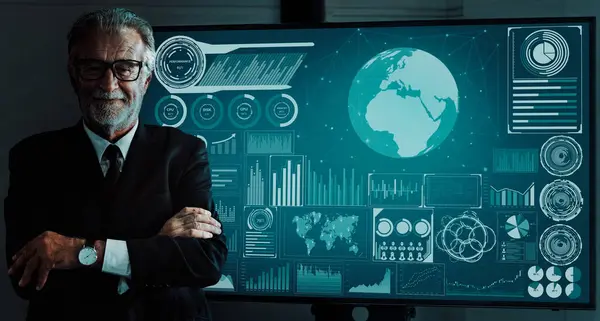 Data Analysis Business Finance Concept Interface Showing Future Computer Technology — Stock Photo, Image
