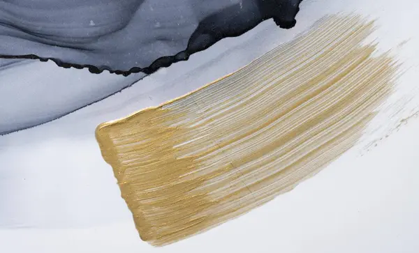 Hand Drawn Brush Stroke Gold Paint Stain Texture Paper High — Stock Photo, Image