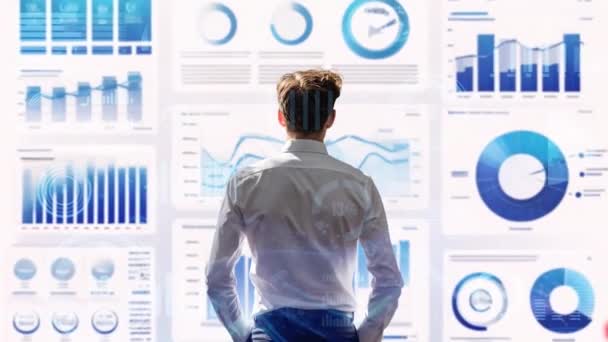 Finanzberater Experte Oder Händler Der Mit Business Intelligence Datendiagrammen Und — Stockvideo
