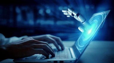 XAI Fütürist robot yapay zeka yapay zeka aydınlatıcı yapay zeka teknoloji gelişimi ve makine öğrenme kavramı. İnsan hayatının geleceği için küresel robot biyonik bilim araştırması. 3B görüntüleme grafiği.