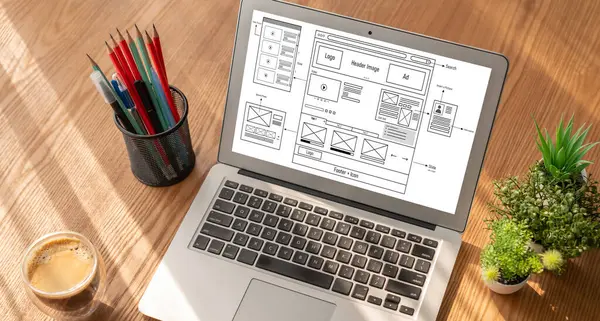Website Design Software Provide Modish Template Online Retail Business Commerce — Stock Photo, Image