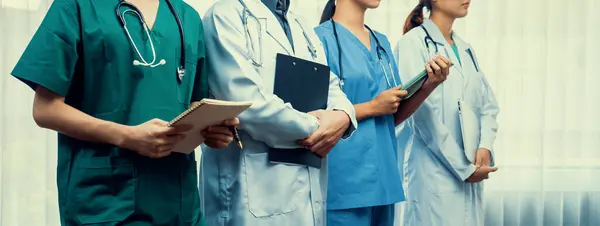 Confident Professional Team Medical Staff Stand Line Together Healthcare Service — Stock Photo, Image