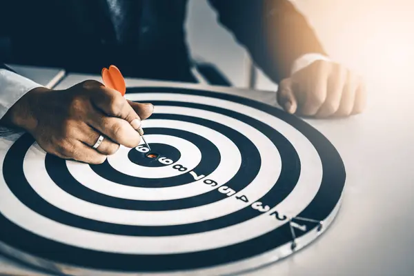 Businessman Leader Aiming Mission Target Concept Challenge Business Marketing Bullseye — Stock Photo, Image