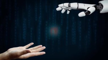 XAI Futuristik robot yapay zeka devrimci yapay zeka teknoloji geliştirme ve makine öğrenme kavramı. İnsan hayatının geleceği için küresel robot kuantum bilimi araştırması. 3B görüntüleme