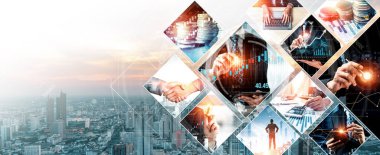 Geleceğin büyük veri analisti ve iş adamı analistleri için iş dünyası dijital veri teknolojisi kavramı panoramik sancak veziri oluşturan kararlar yatırım yapar