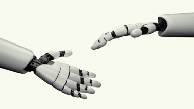 XAI 3D robot el hareketi beyaz ve yeşil arka planda. Yapay zeka ve makine öğrenimi kavramı.