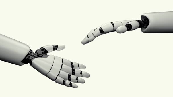 Xai 3D渲染机器人在白色和绿色背景上的手部动作 人工智能和机器学习的概念 — 图库视频影像