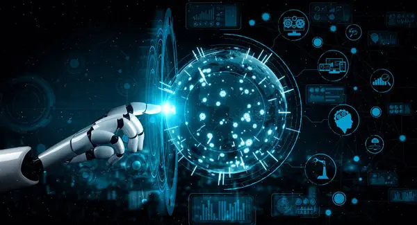 Xai Απόδοση Τεχνητή Νοημοσύνη Έρευνα Της Ανάπτυξης Ρομπότ Και Cyborg — Φωτογραφία Αρχείου