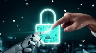 XAI Fütürist robot yapay zeka yapay zeka aydınlatıcı yapay zeka teknoloji gelişimi ve makine öğrenme kavramı. İnsan hayatının geleceği için küresel robot biyonik bilim araştırması. 3B görüntüleme grafiği.