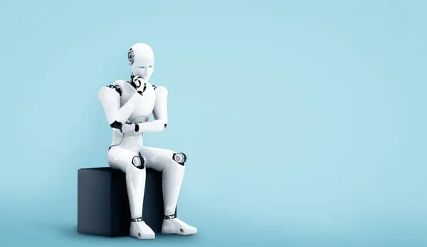 Xai Illustration Thinking Humanoid Robot Analyzing Information Data Concept Artificial — Stock Photo, Image