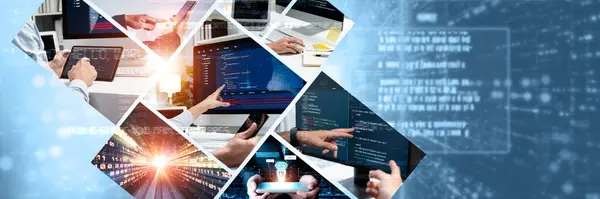 Computer Programming Coding Artificial Intelligence Software Development Engaged Skilled Coder — Stock Photo, Image