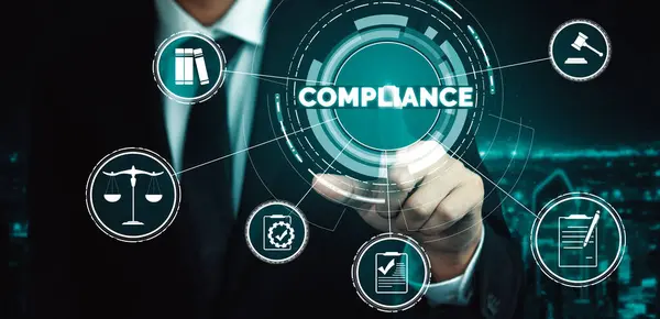 Compliance Rule Law Regulation Graphic Interface Business Quality Policy Planning — Stock Photo, Image