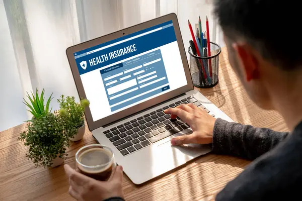 Health Insurance Web Site Modish Registration System Easy Form Filling — Stock Photo, Image